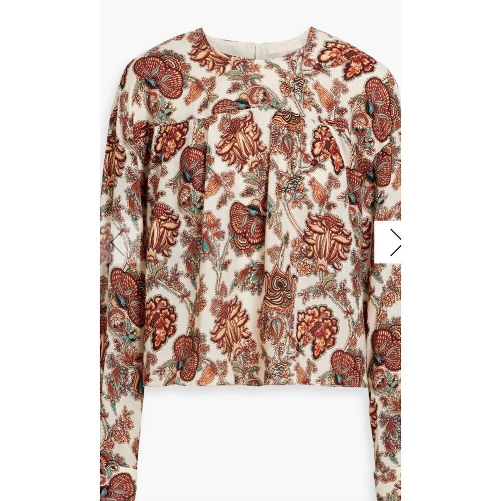 ULLA JOHNSON Essen paisley-print wool-blend top in Brick NWT S/M